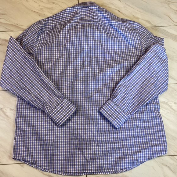 UNTUCKit Mens Long Sleeve Button Down Blue Check Wrinkle Free Cotton XXL 2XL - Picture 3 of 6